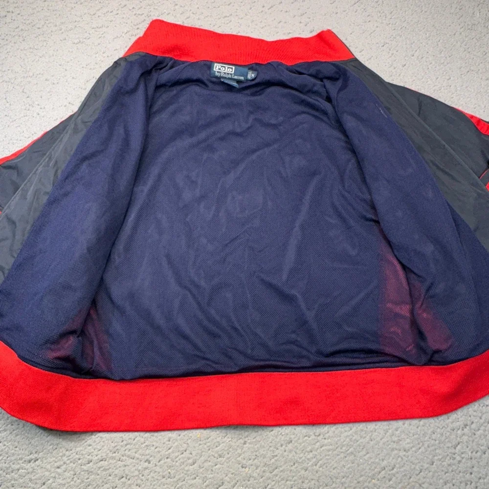 Polo Ralph Lauren Track Jacket Mens Medium Navy Blue Red Full Zip Windbreaker
